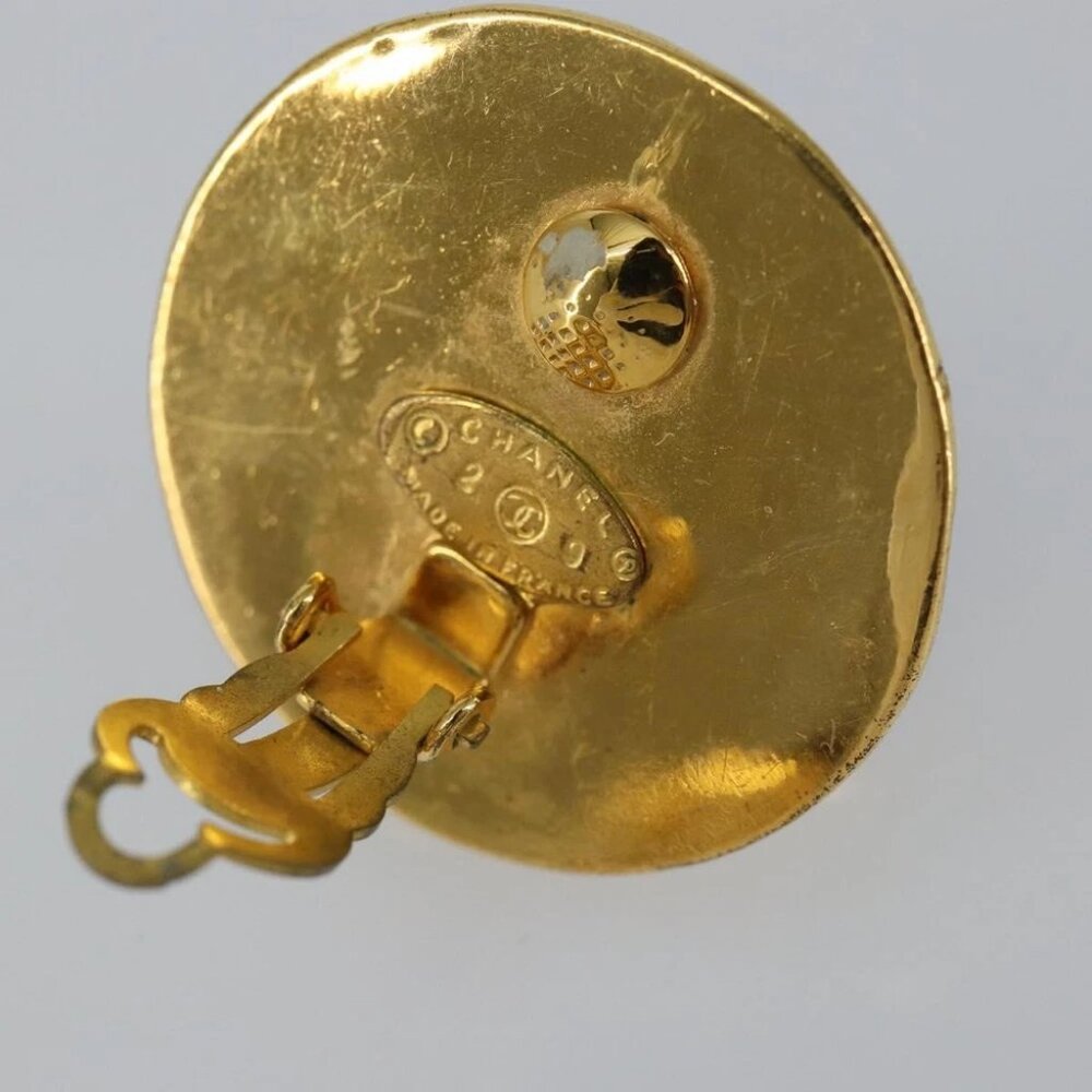CHANEL Earring metal Gold CC Auth am9379 - Picture 4 of 9